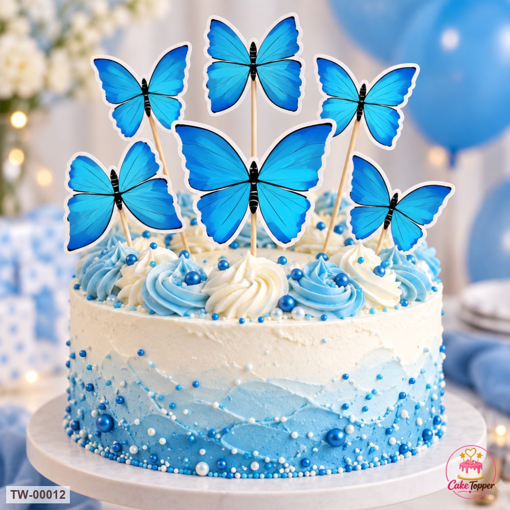 Butterfly Topper Sheet 01 on a cake