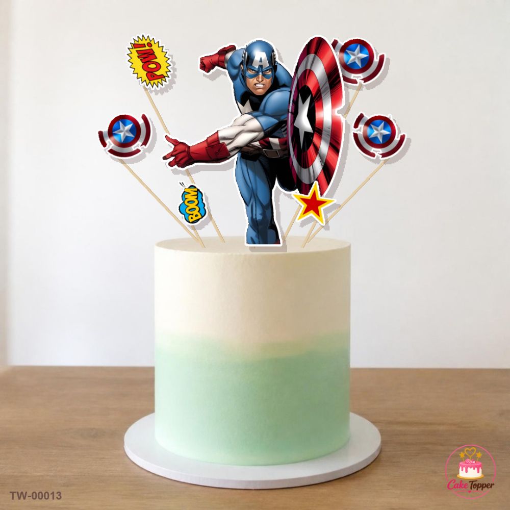 Captain America Topper Sheet 01 on a cake