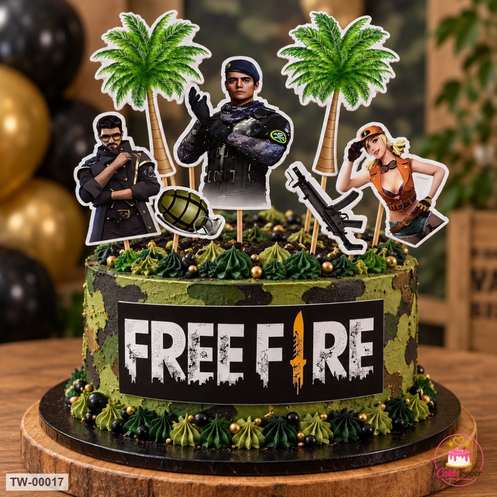 Games Topper Sheet 01 on a cake