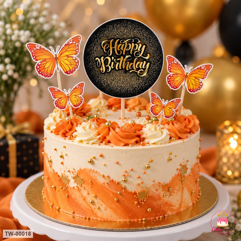 Happy Birthday Topper Sheet 01 on a cake