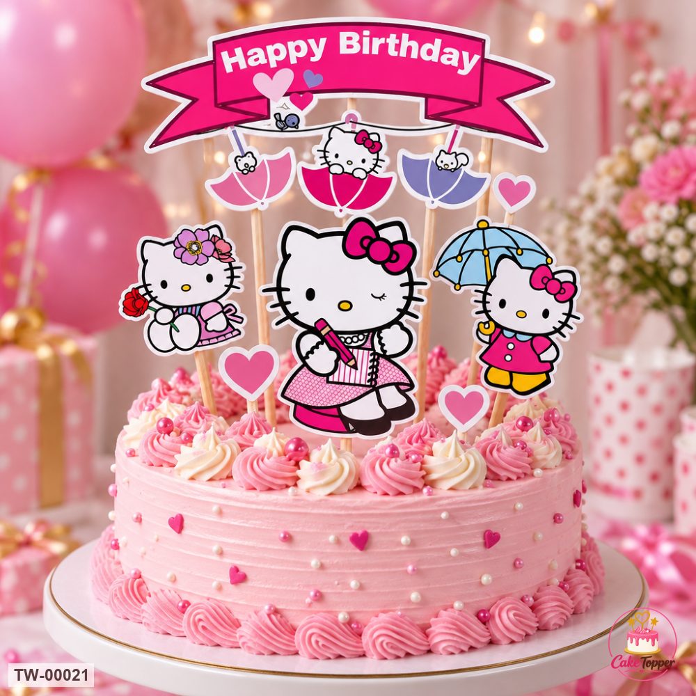 Hello Kitty Topper Sheet 01 on a cake