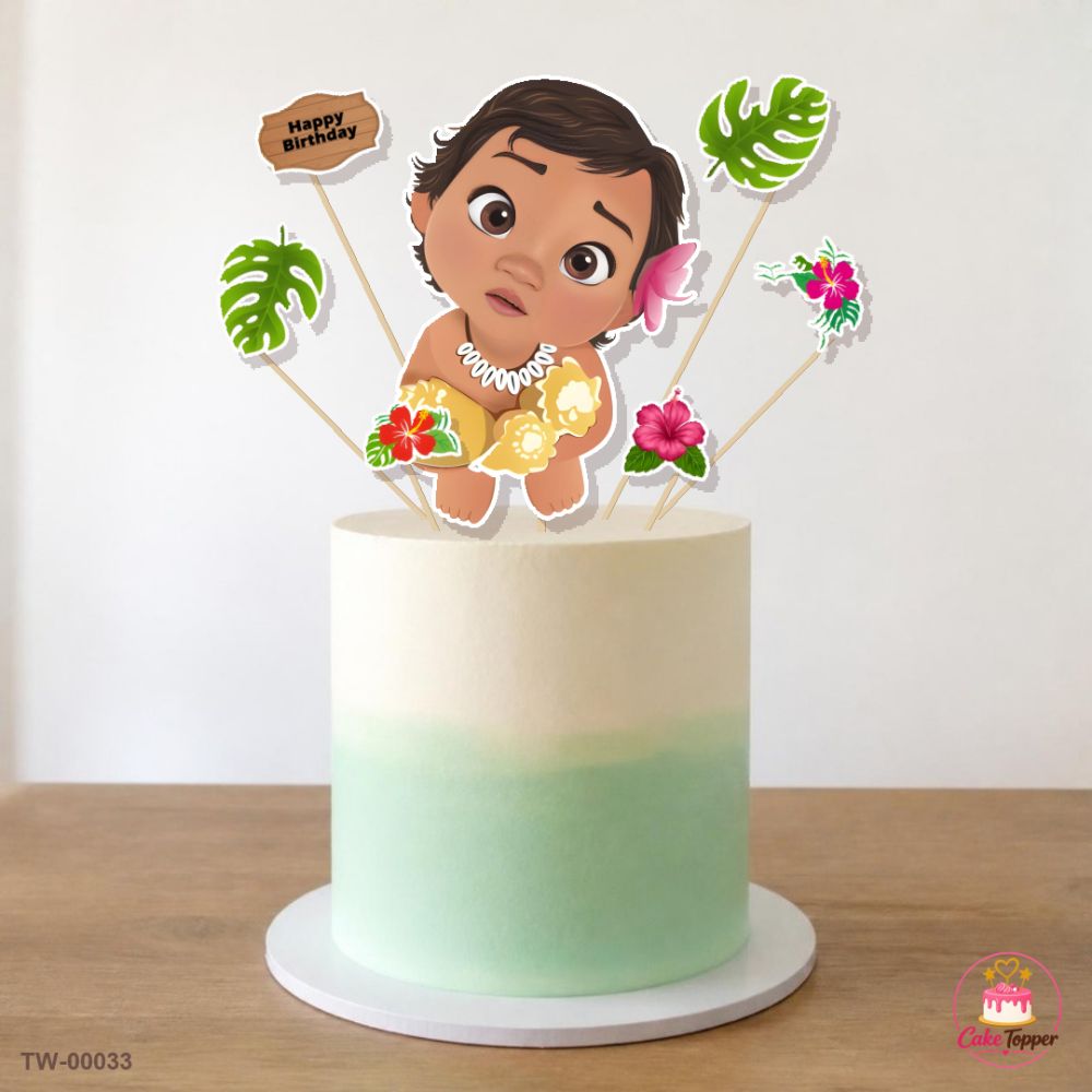 Moana Topper Sheet 01 on a cake