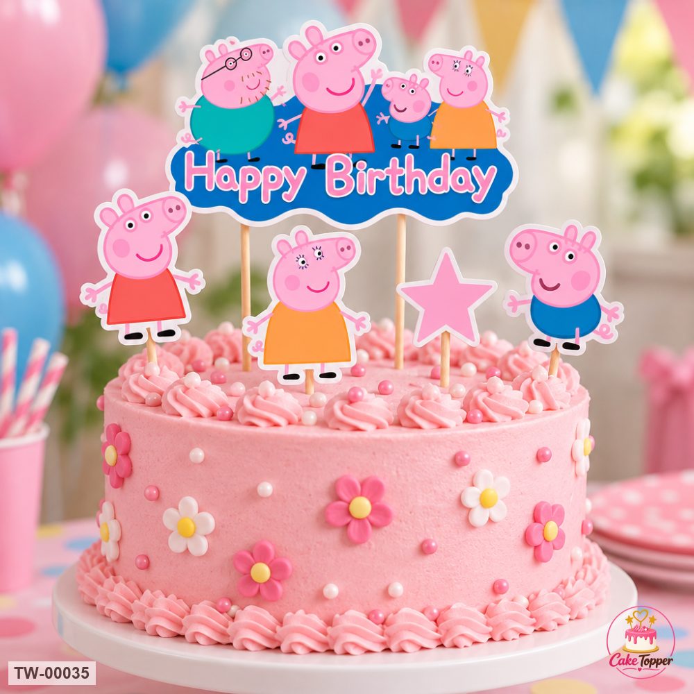 Peppa Pig Topper Sheet 01 on a cake