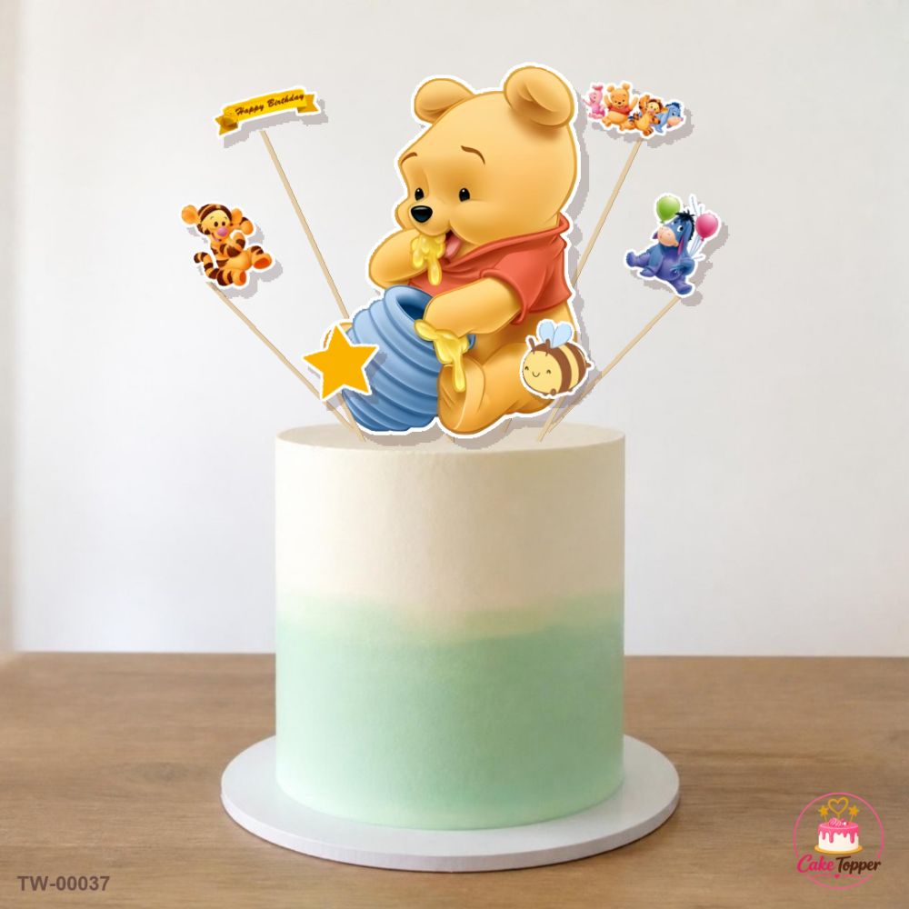 Winnie the Pooh Topper Sheet 01 on a cake