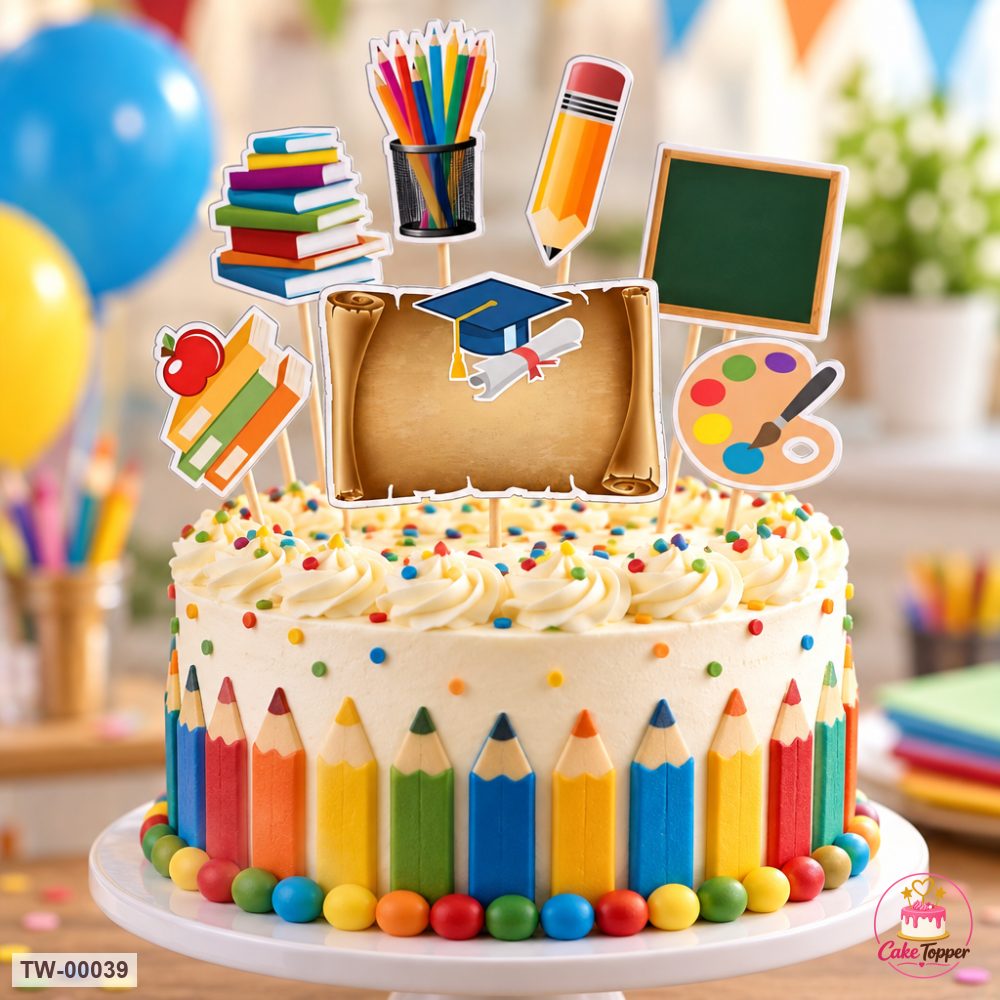 School Topper Sheet 01 on a cake