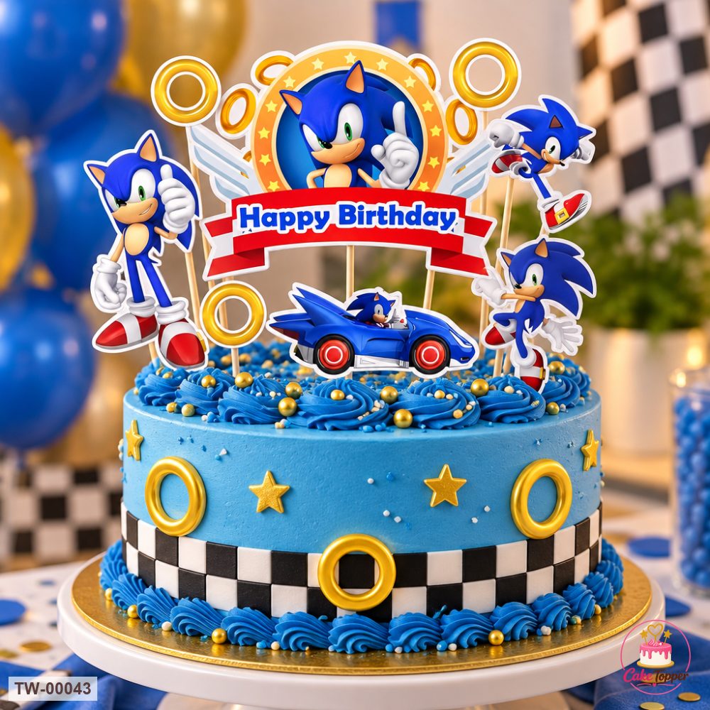 Sonic Topper Sheet 01 on a cake