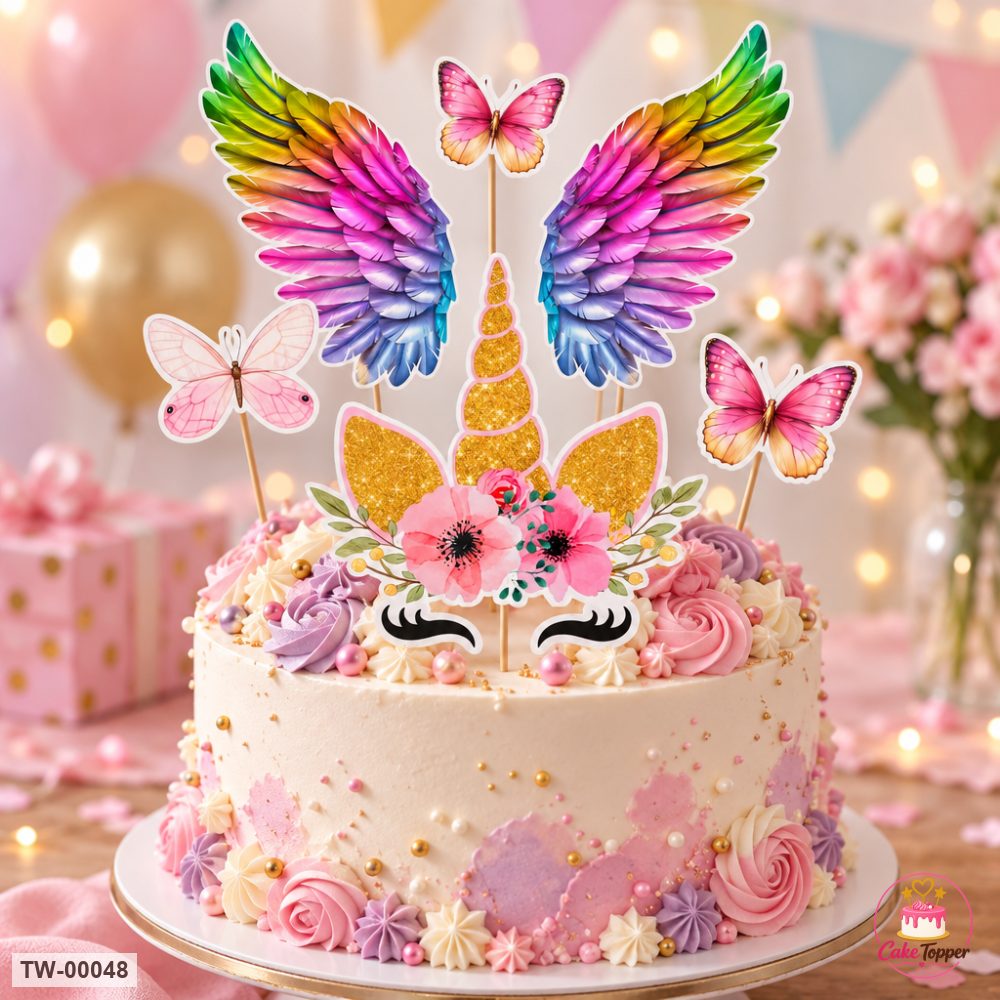 Unicorn Topper Sheet 01 on a cake
