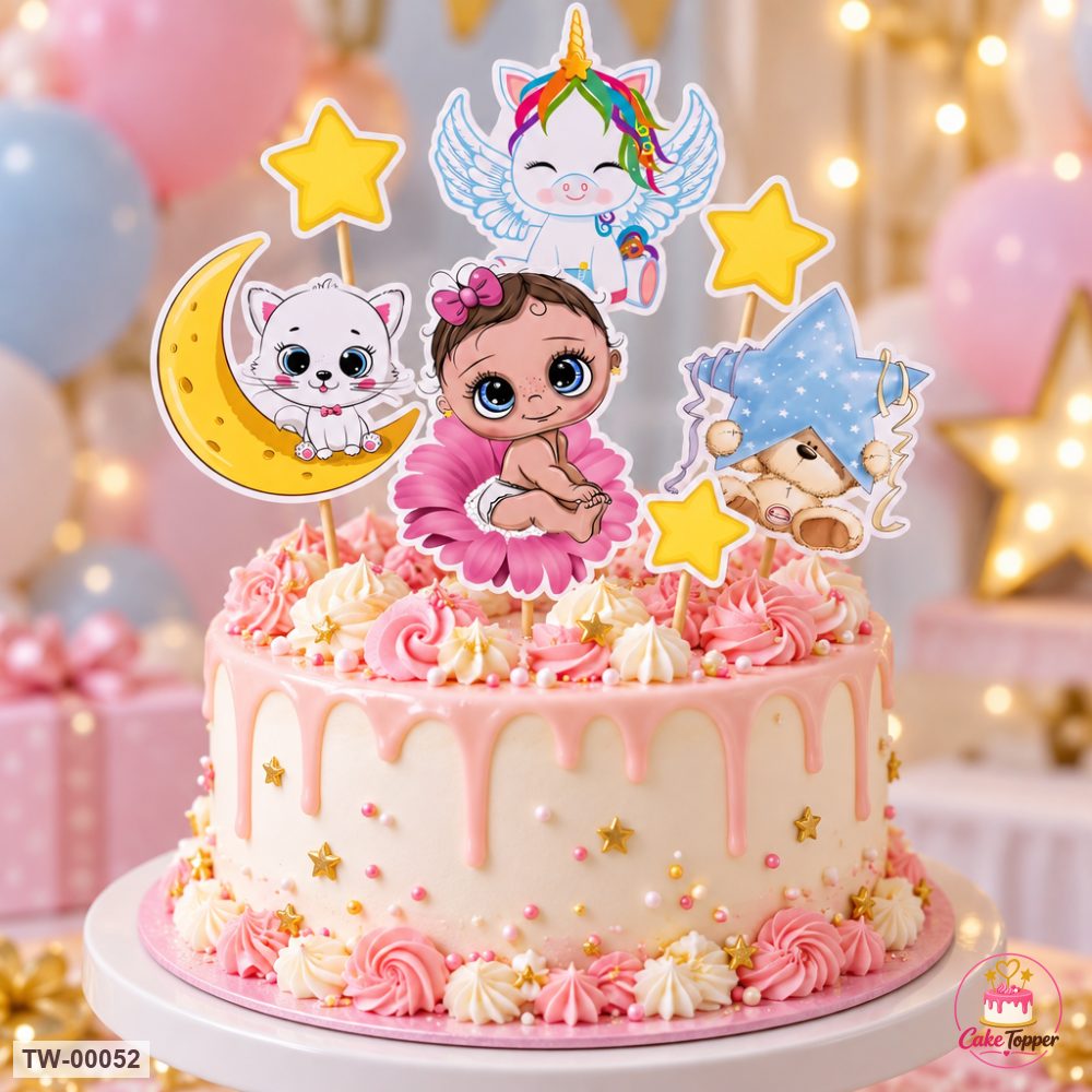 Little Girl Topper Sheet 01 on a cake