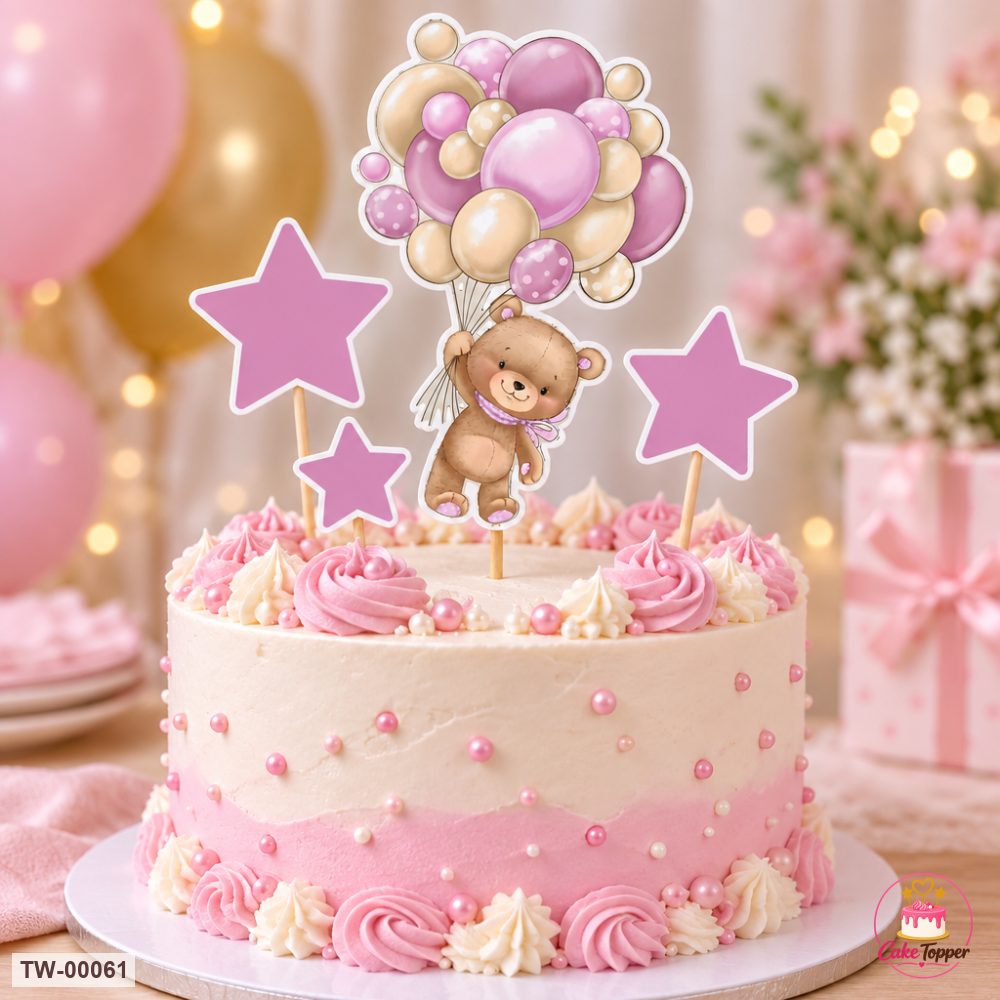 Bear Topper Sheet 02 on a cake