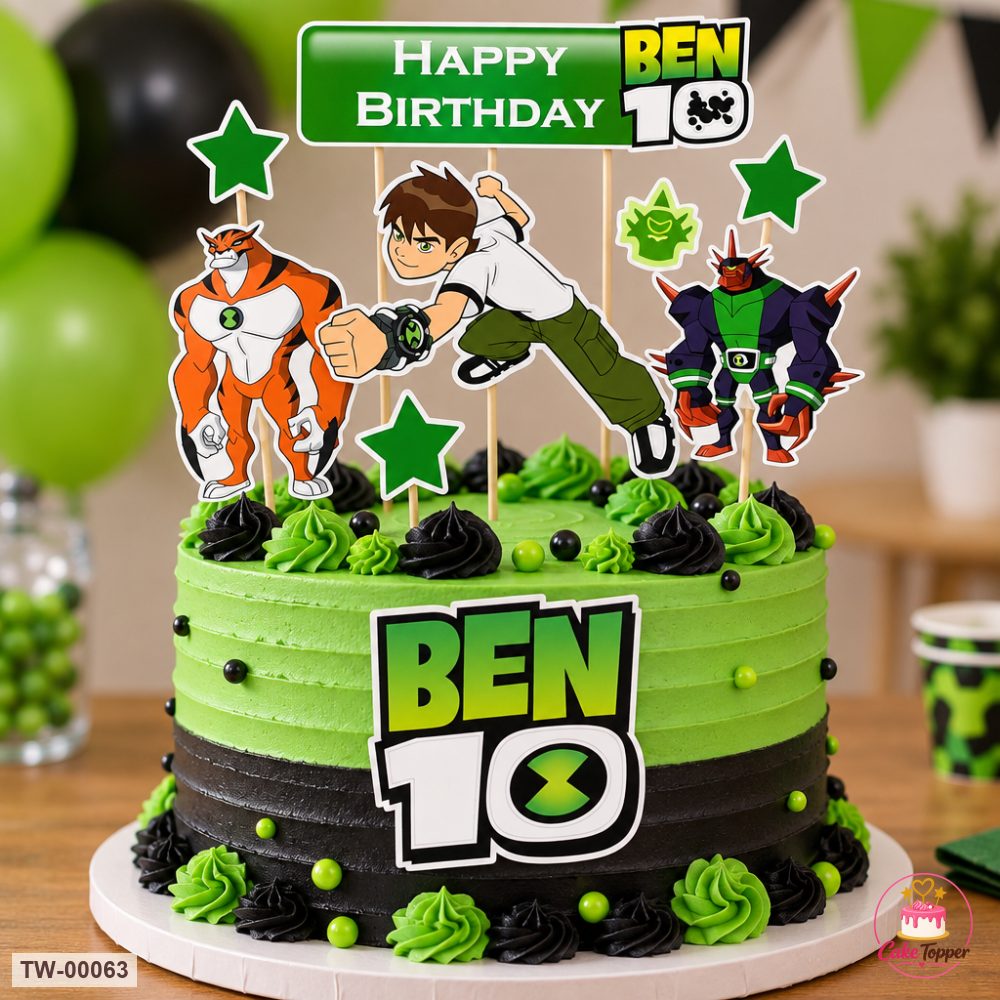 Ben 10 Topper Sheet 02 on a cake
