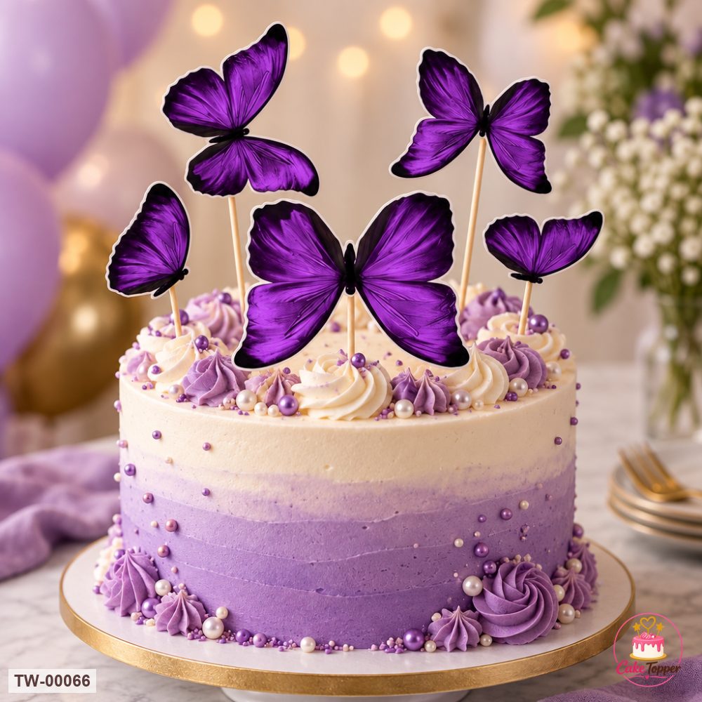 Butterfly Topper Sheet 02 on a cake