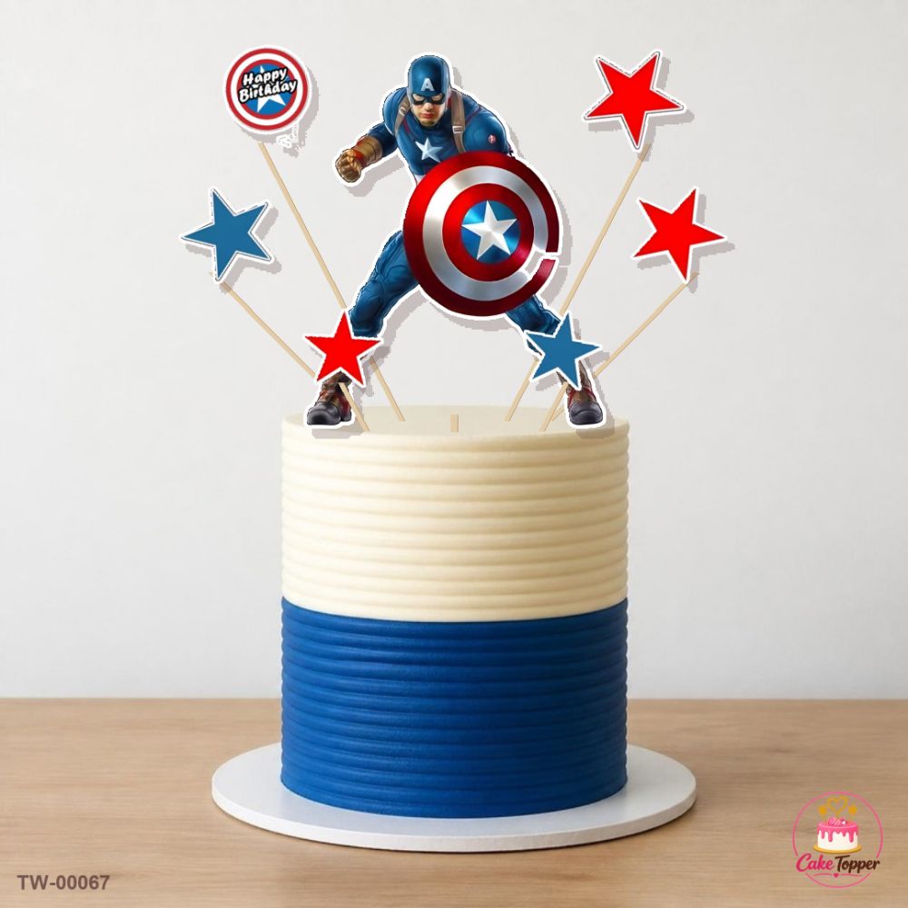 Captain America Topper Sheet 02 on a cake