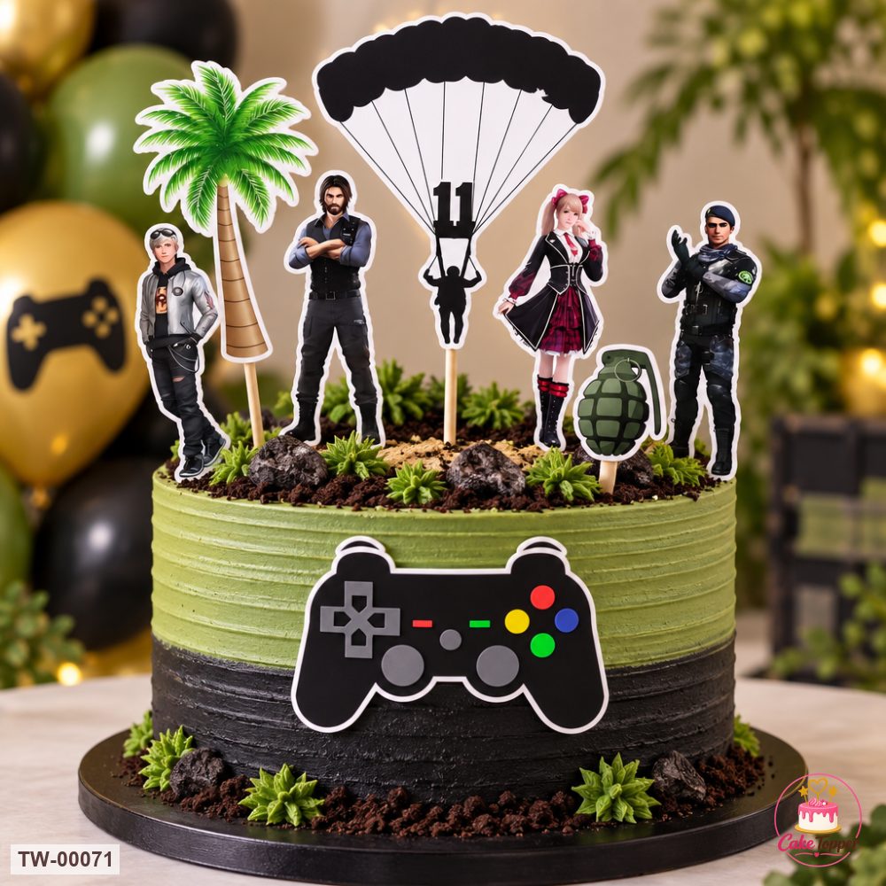 Games Topper Sheet 02 on a cake