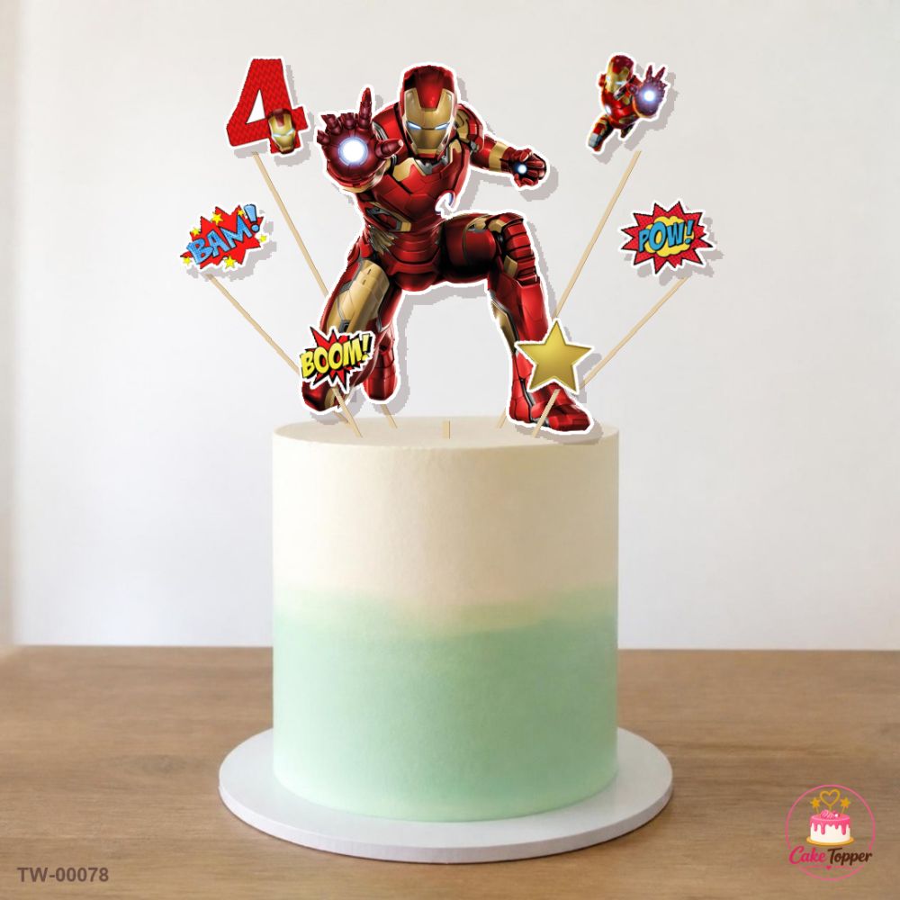 Iron Man Topper Sheet 02 on a cake