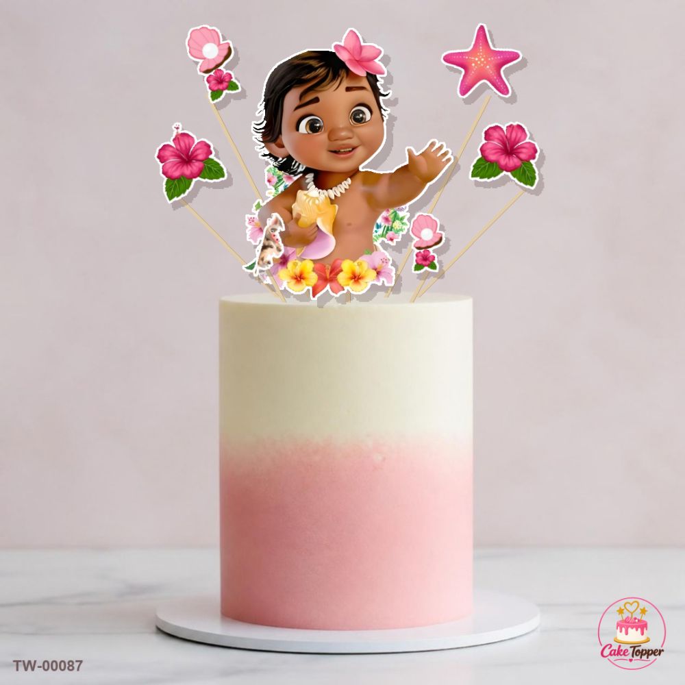 Moana Topper Sheet 02 on a cake