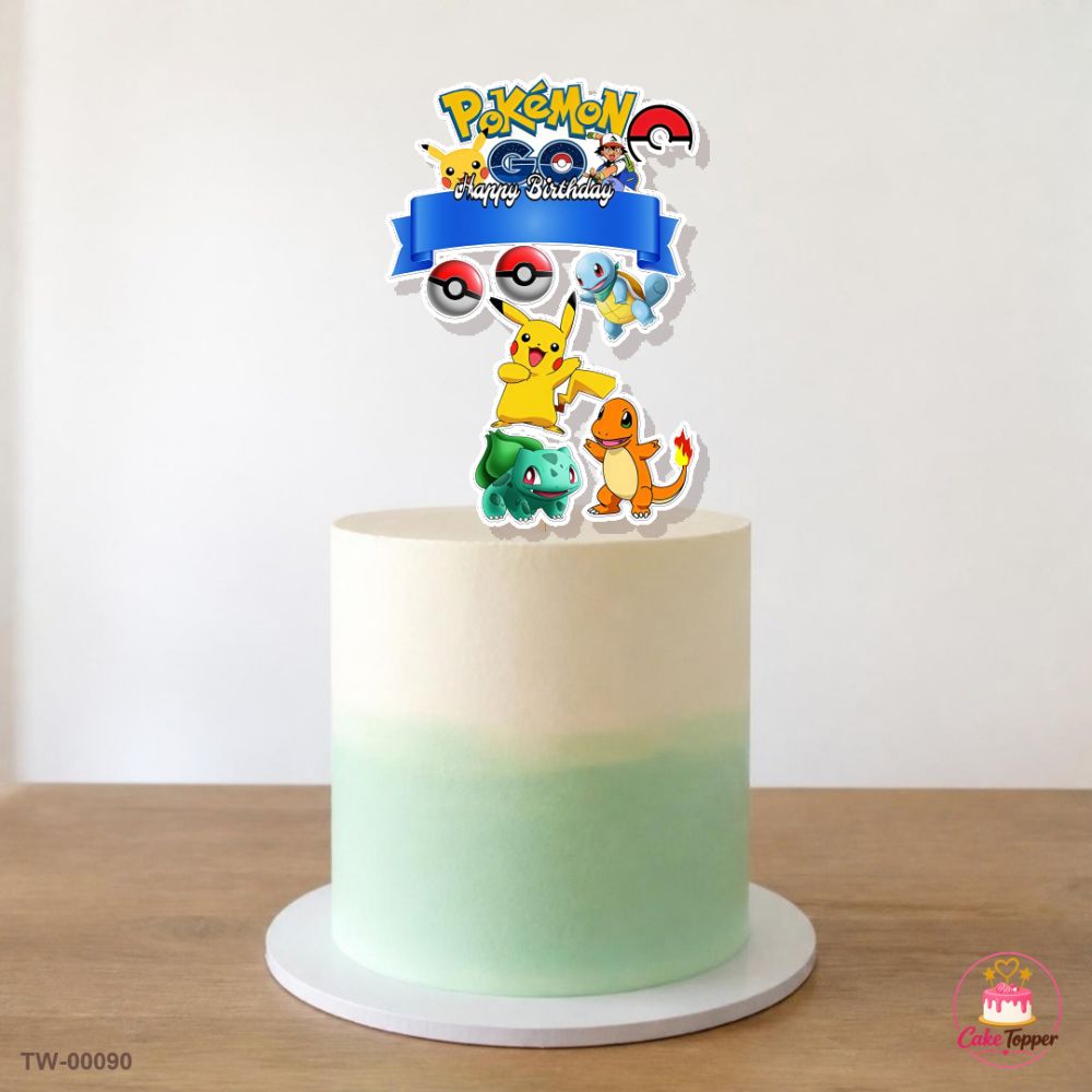 Pikachu Topper Sheet 02 on a cake