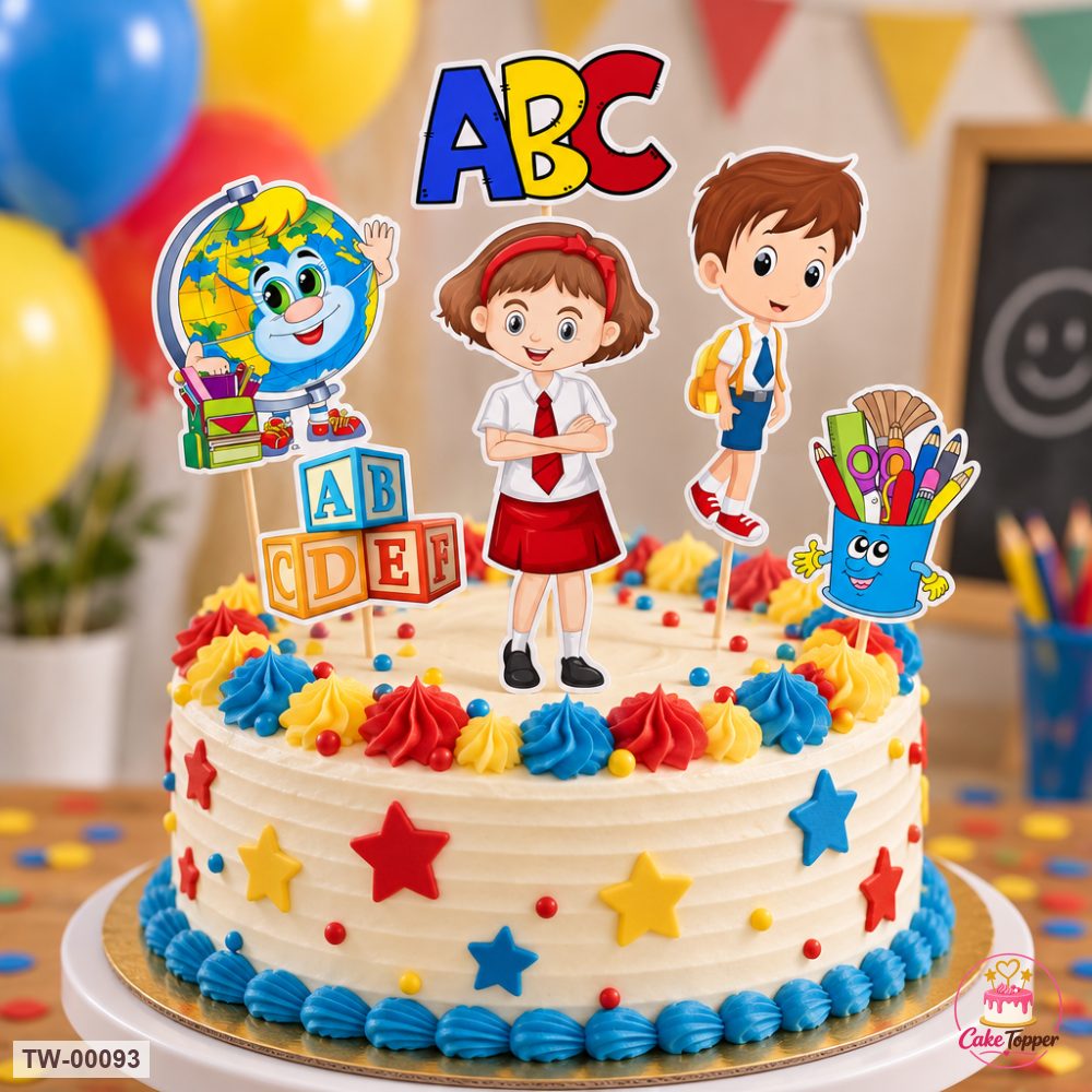 School Topper Sheet 02 on a cake