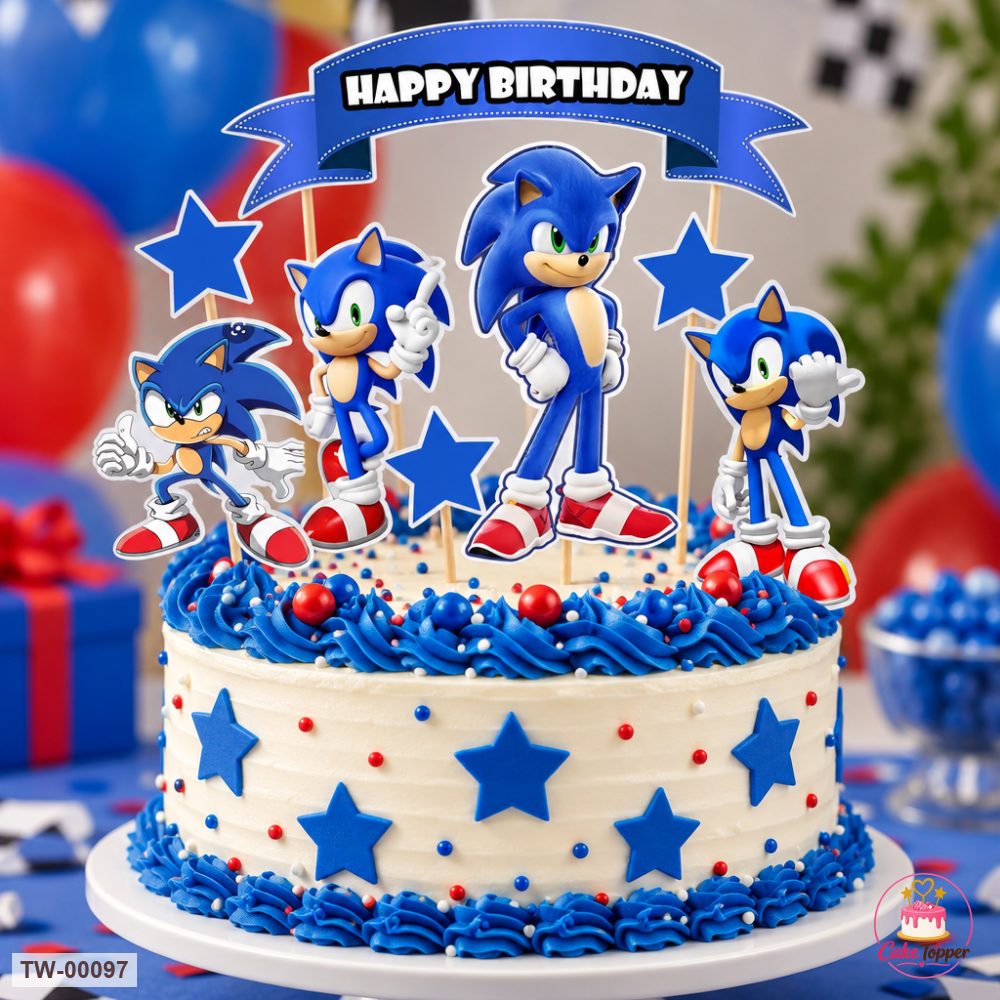 Sonic Topper Sheet 02 on a cake