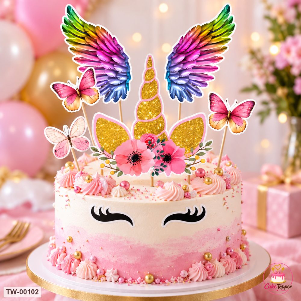 Unicorn Topper Sheet 02 on a cake