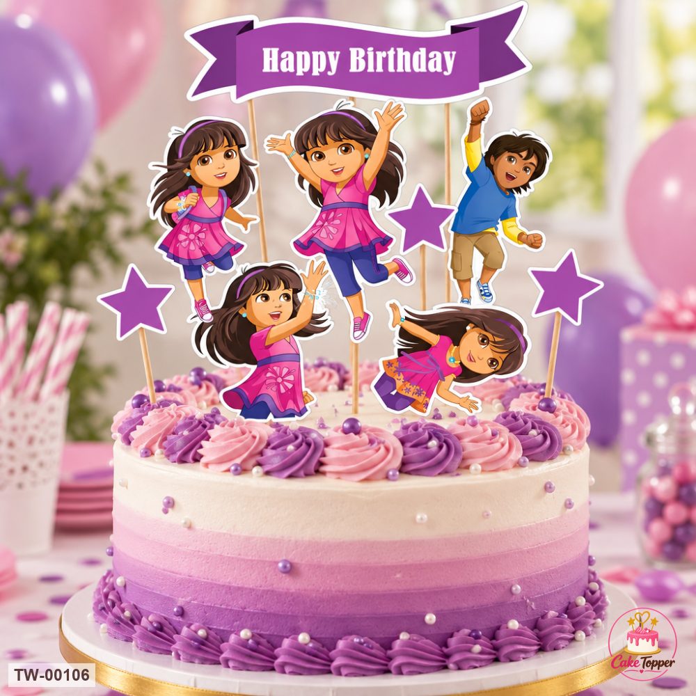 Little Girl Topper Sheet 02 on a cake