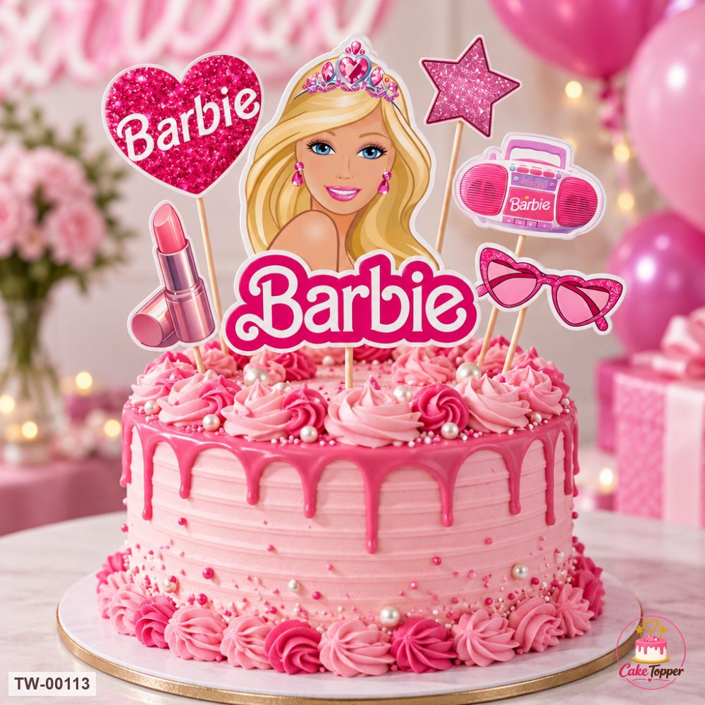 Barbie Topper Sheet 03 on a cake
