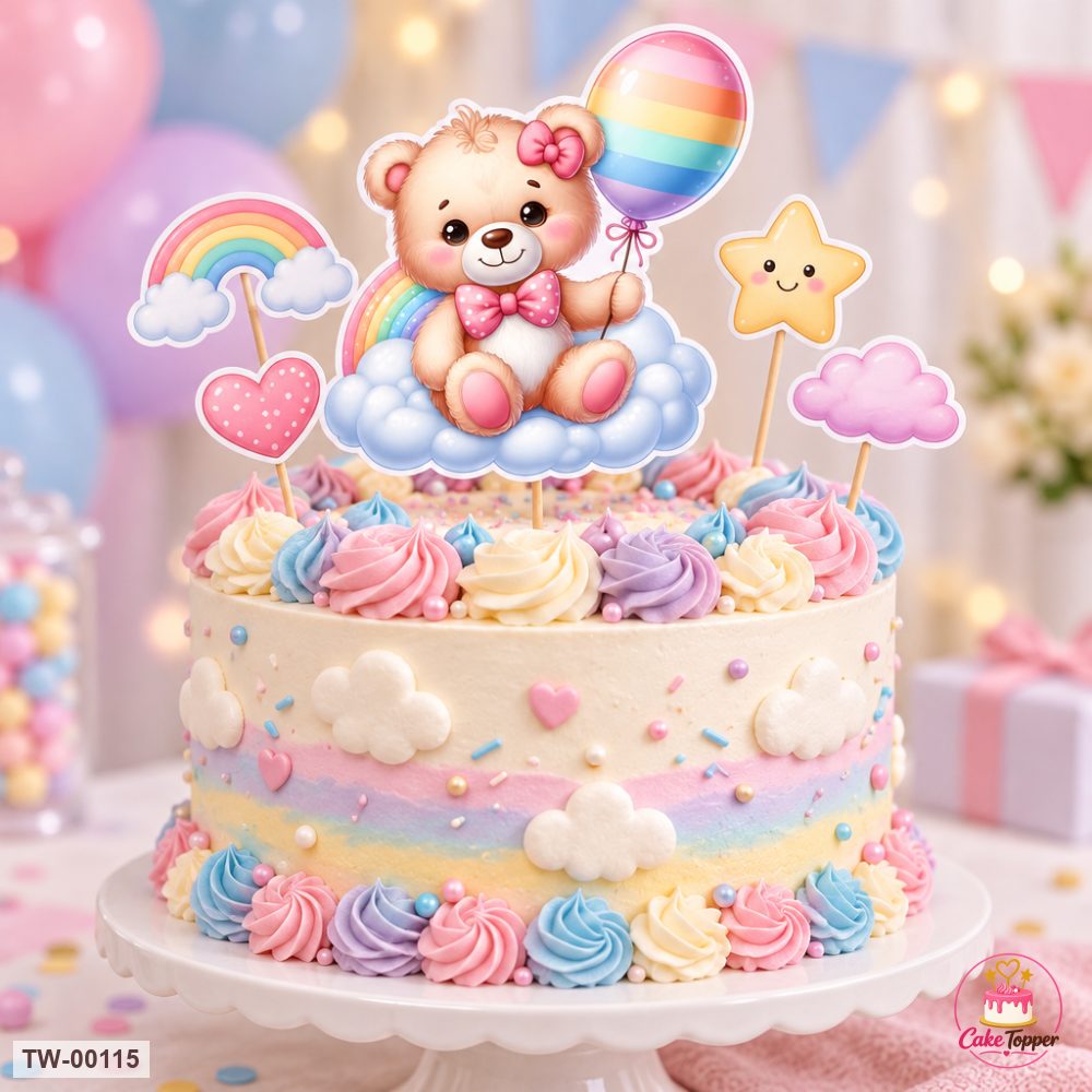 Bear Topper Sheet 03 on a cake