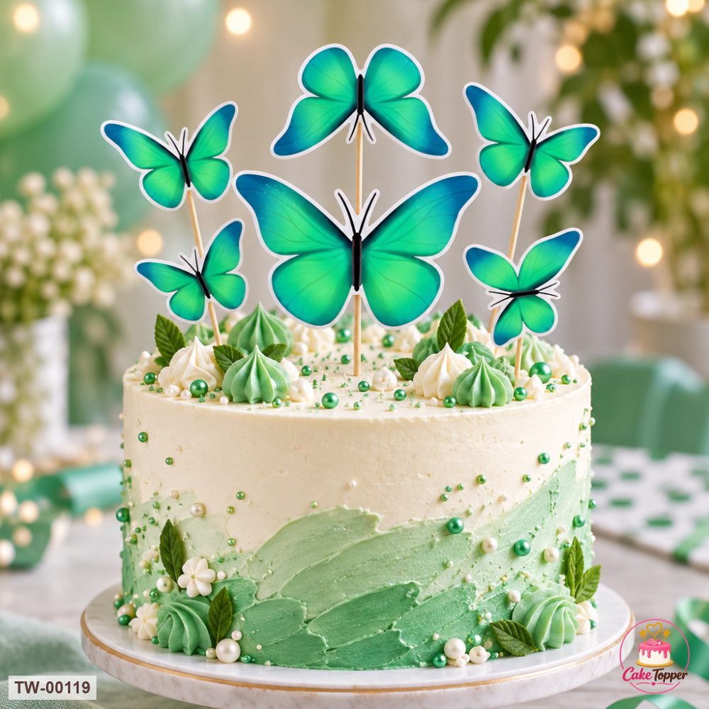 Butterfly Topper Sheet 03 on a cake