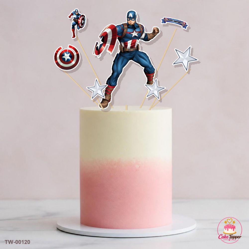 Captain America Topper Sheet 03 on a cake