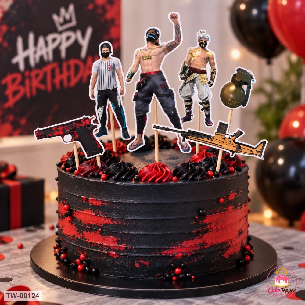 Games Topper Sheet 03 on a cake