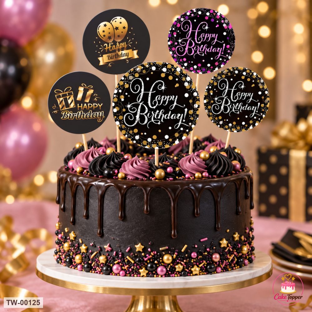Happy Birthday Topper Sheet 03 on a cake