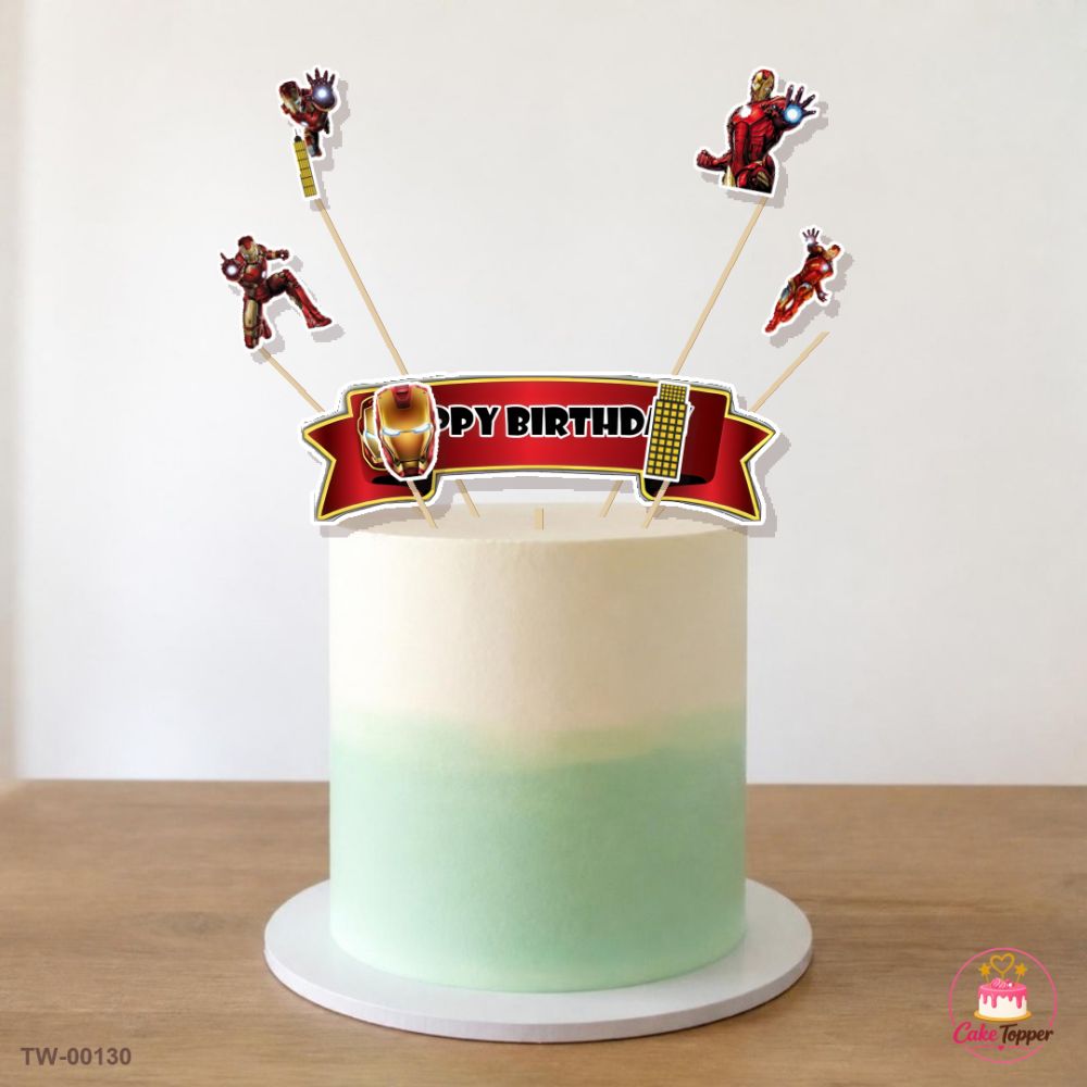 Iron Man Topper Sheet 03 on a cake