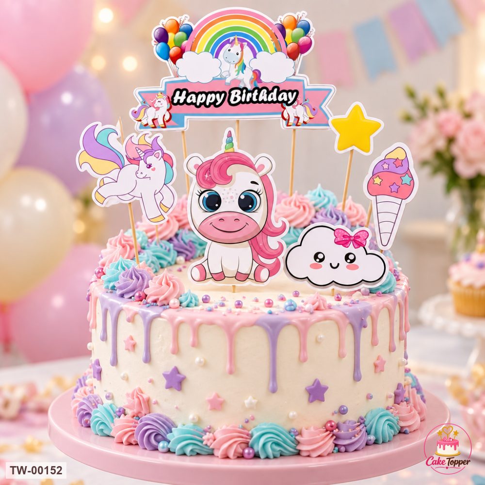 Unicorn Topper Sheet 03 on a cake