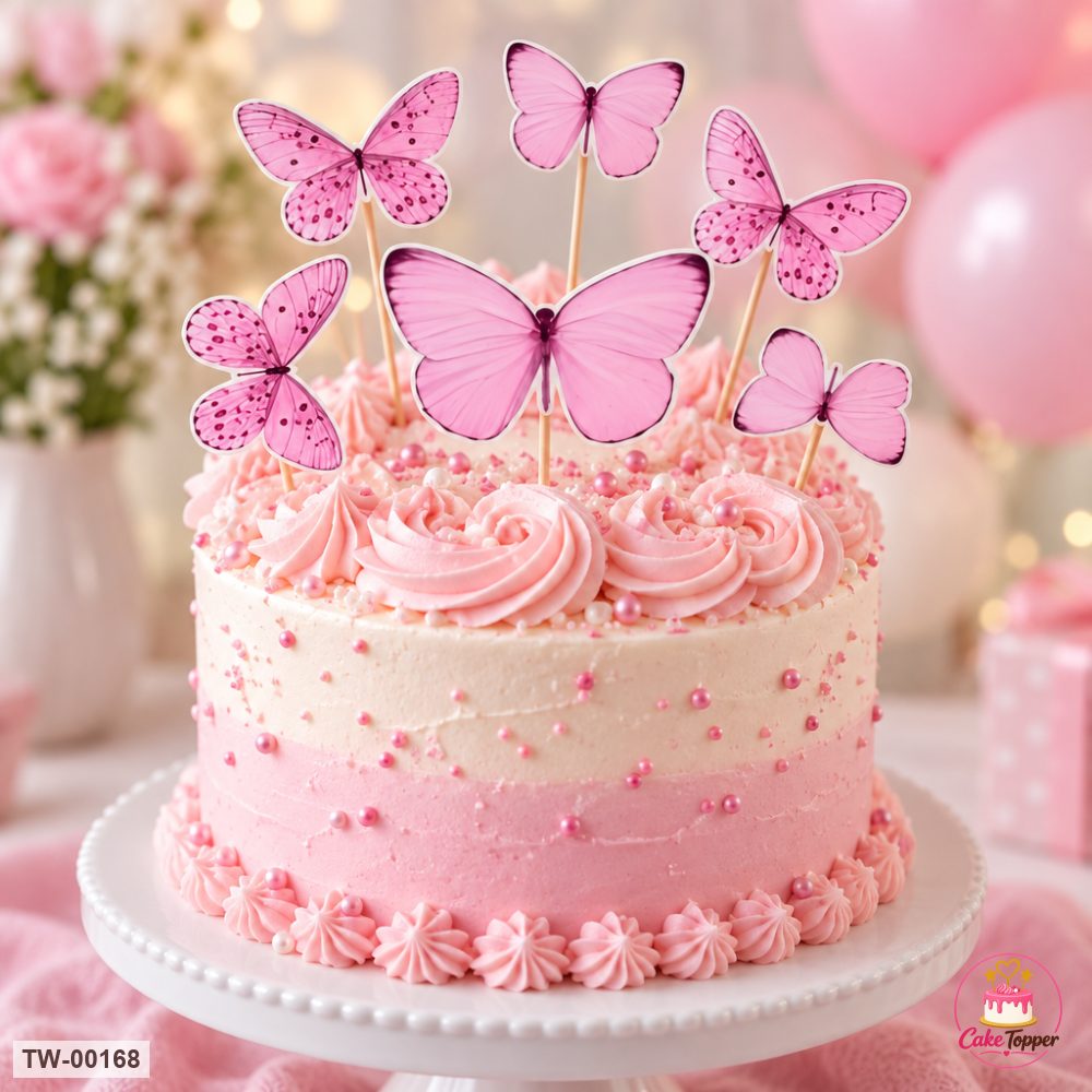 Butterfly Topper Sheet 04 on a cake