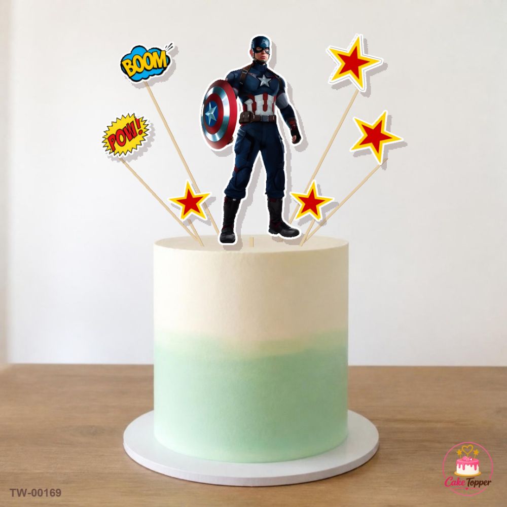Captain America Topper Sheet 04 on a cake