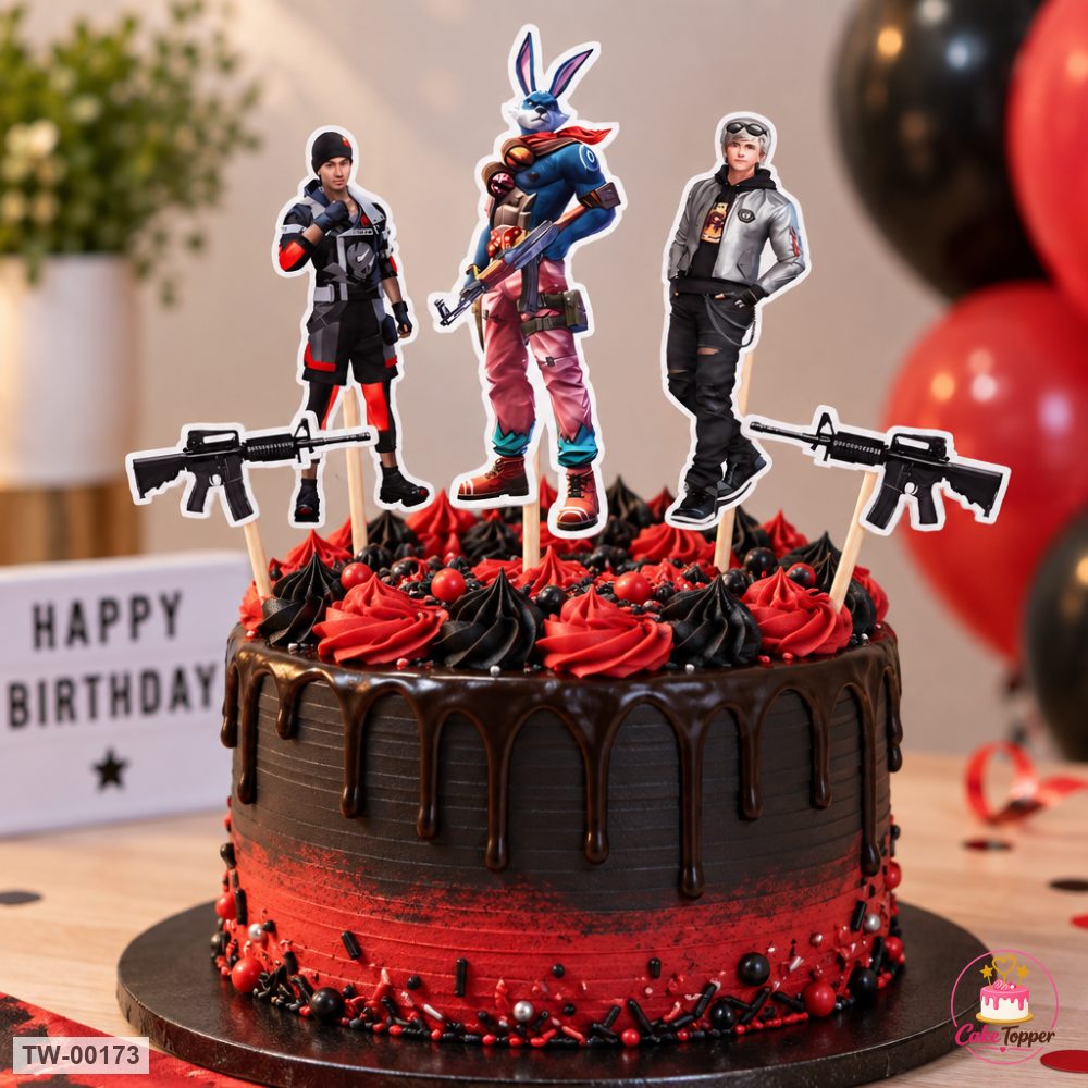 Games Topper Sheet 04 on a cake