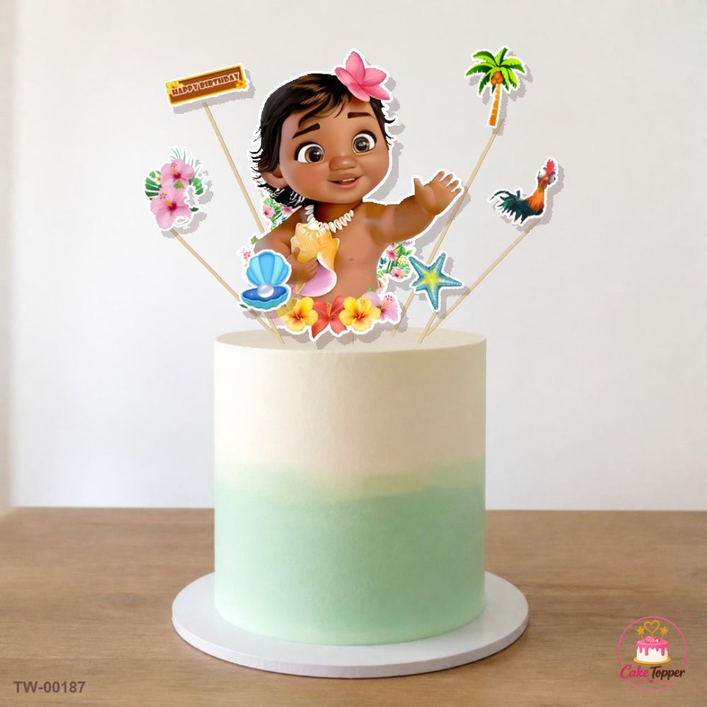 Moana Topper Sheet 04 on a cake