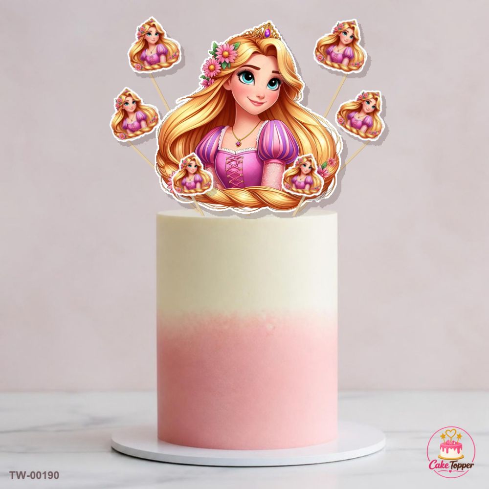 Rapunzel Topper Sheet 04 on a cake