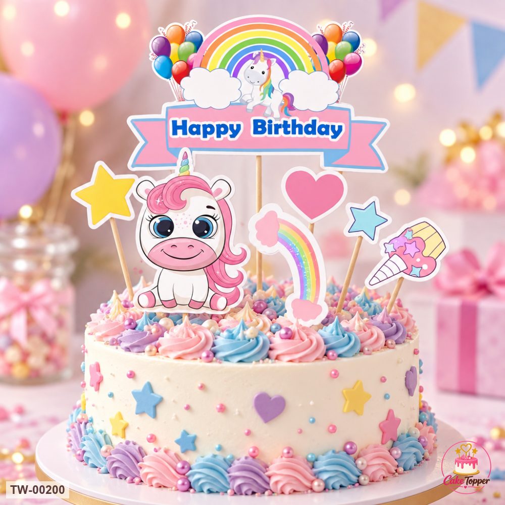 Unicorn Topper Sheet 04 on a cake