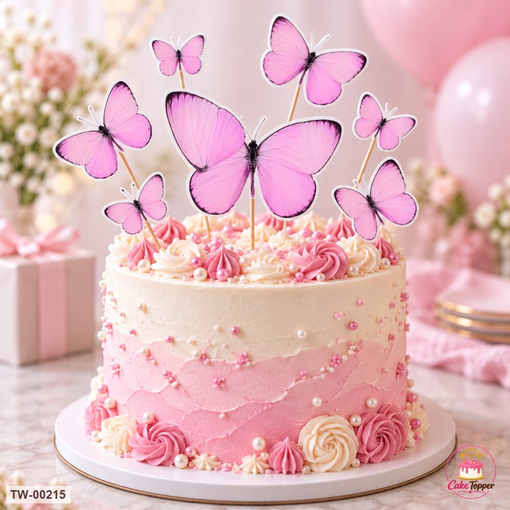 Butterfly Topper Sheet 05 on a cake