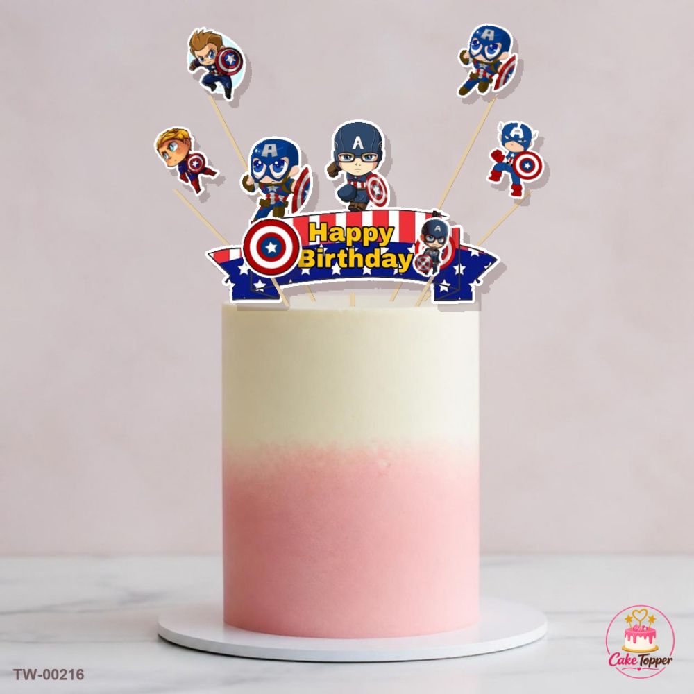 Captain America Topper Sheet 05 on a cake