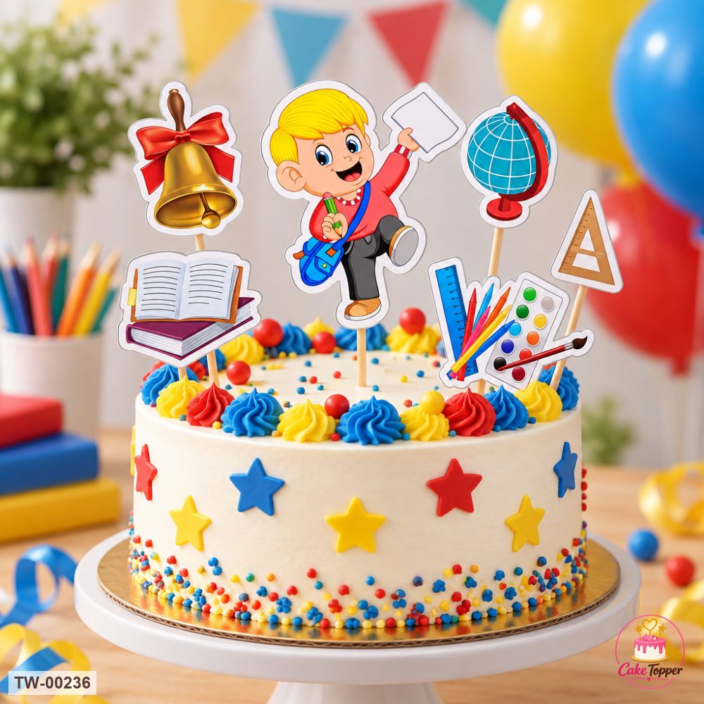 School Topper Sheet 05 on a cake
