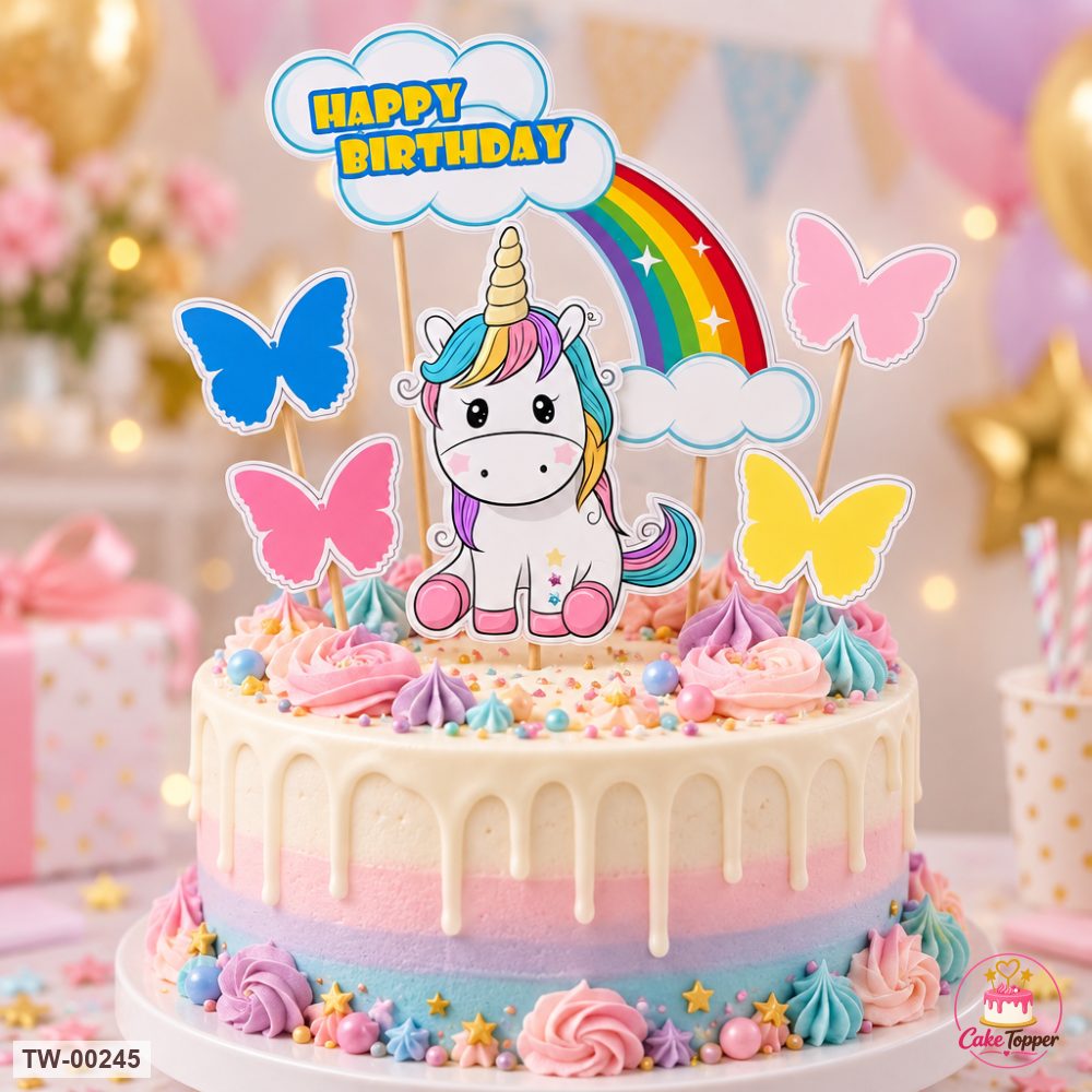Unicorn Topper Sheet 05 on a cake