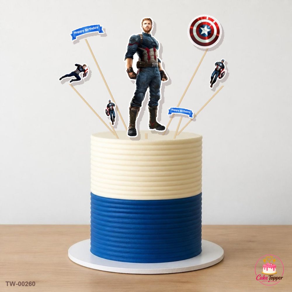 Captain America Topper Sheet 06 on a cake