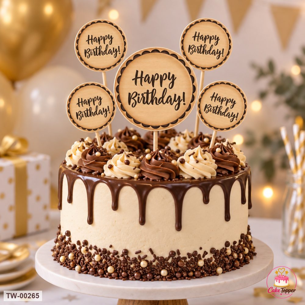 Happy Birthday Topper Sheet 06 on a cake