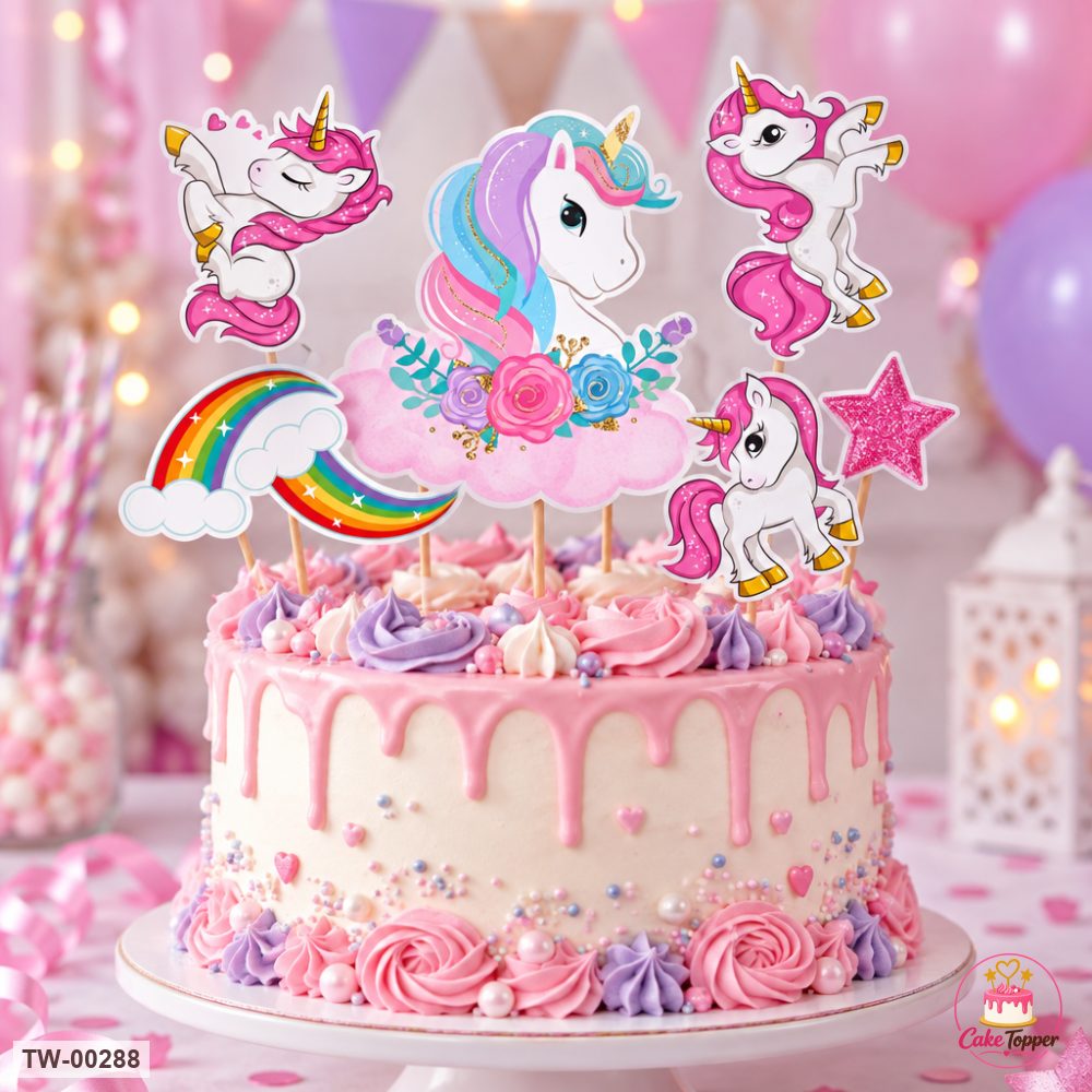 Unicorn Topper Sheet 06 on a cake