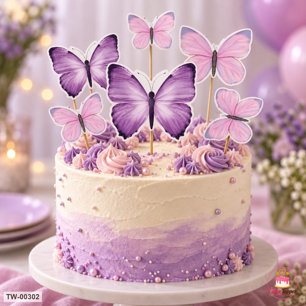 Butterfly Topper Sheet 07 on a cake