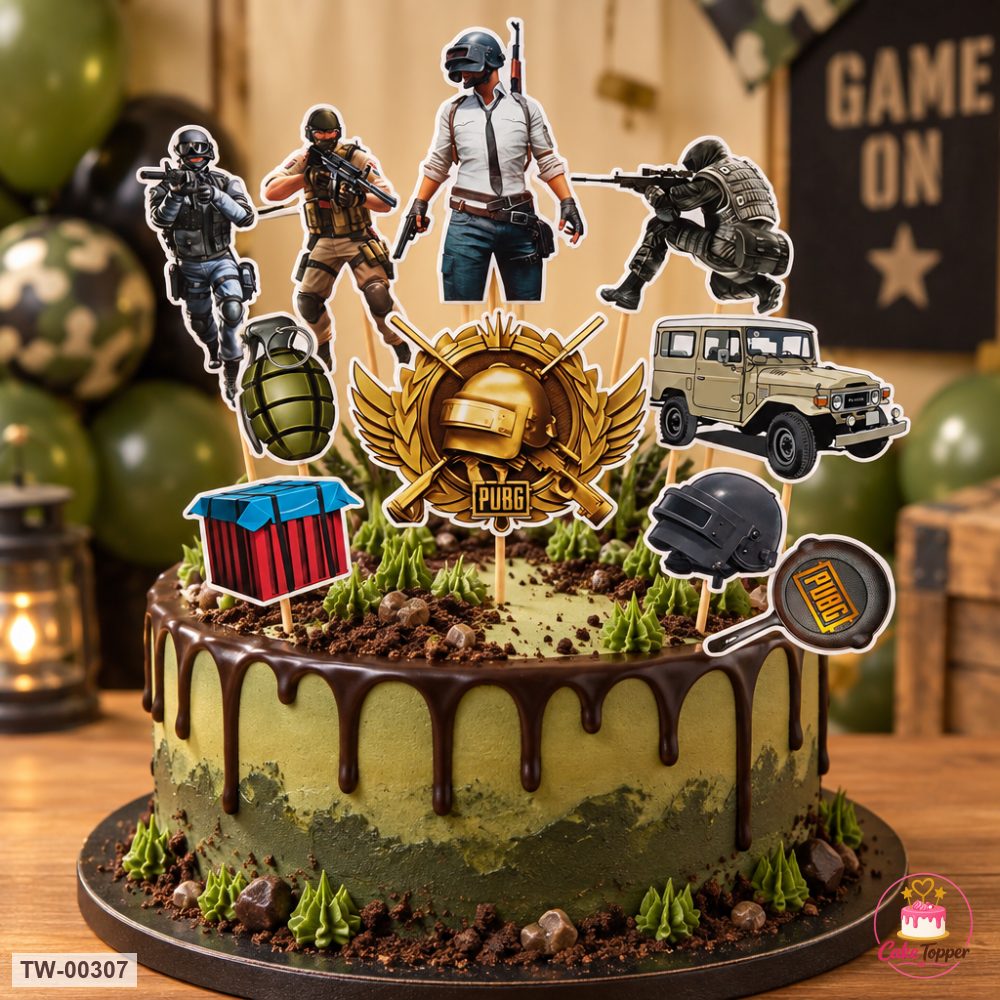 Games Topper Sheet 07 on a cake