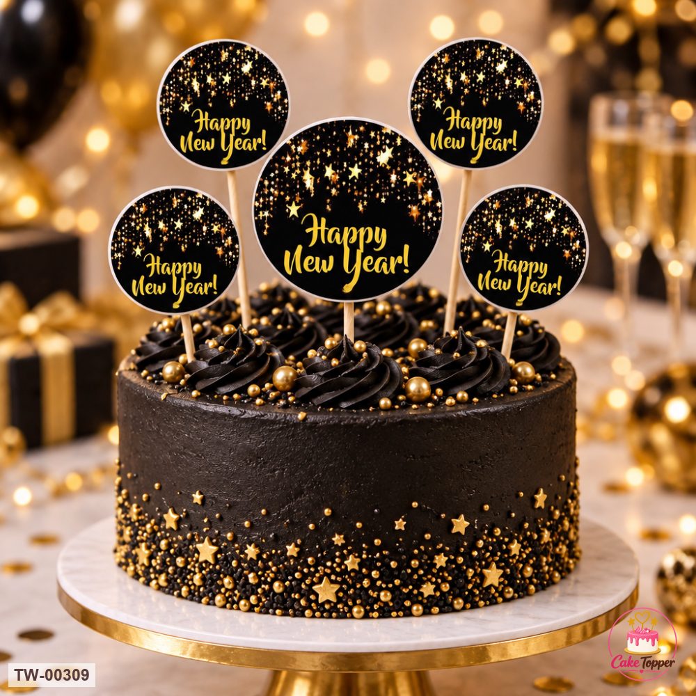 Happy New Year Topper Sheet 07 on a cake