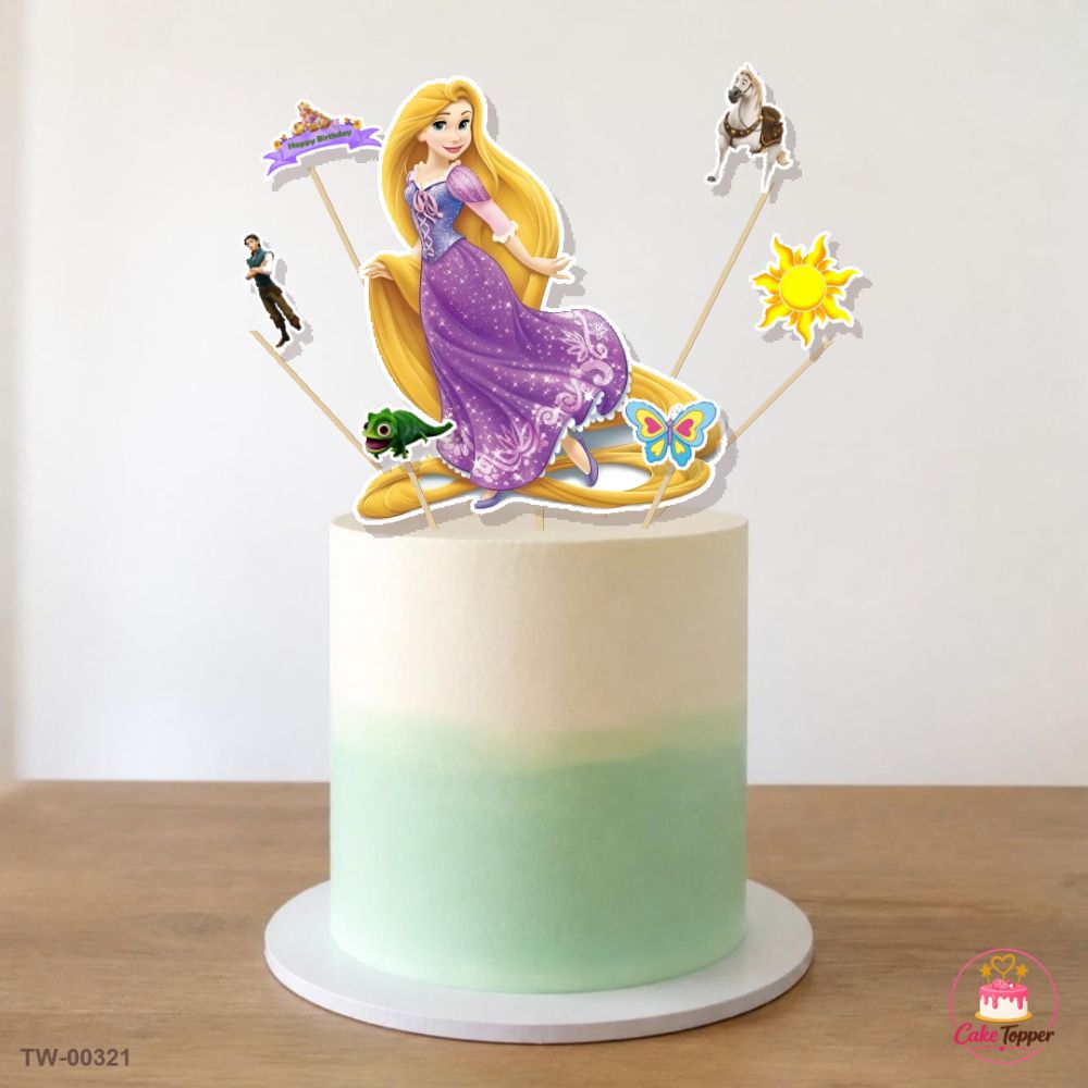 Rapunzel Topper Sheet 07 on a cake