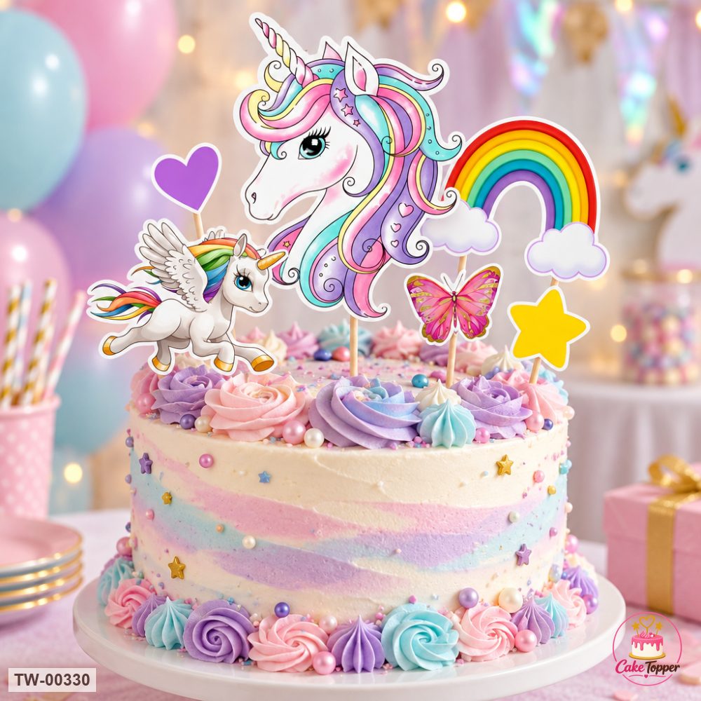 Unicorn Topper Sheet 07 on a cake